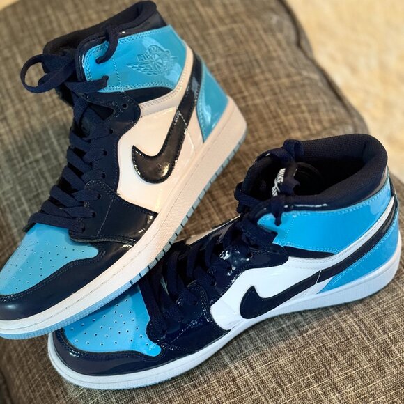 Men's Air Jordan 1 Retro High OG Sneakers  - 9.5 - Navy, Baby Blue & White - Picture 3 of 10